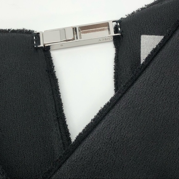 Grey by Jason Wu Black Satin Flounce Hem Sheath Dress V-neck Sleeveless Size 6 - Picture 7 of 10